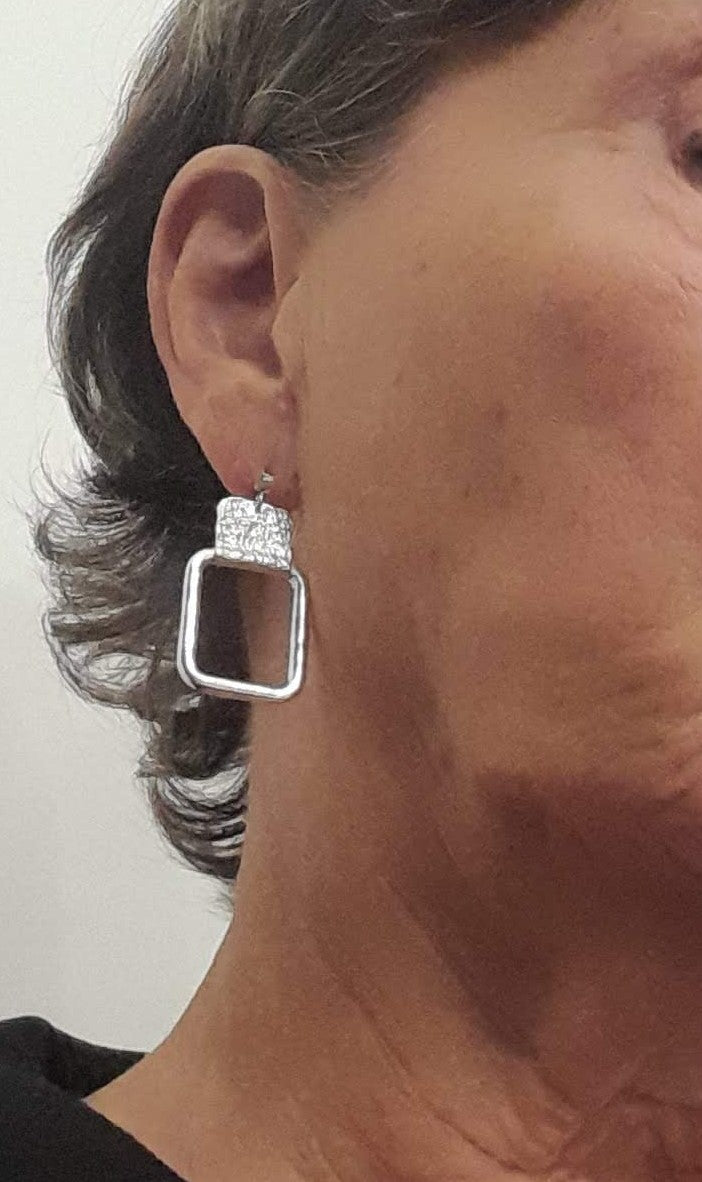 Silver Window Stud Earrings