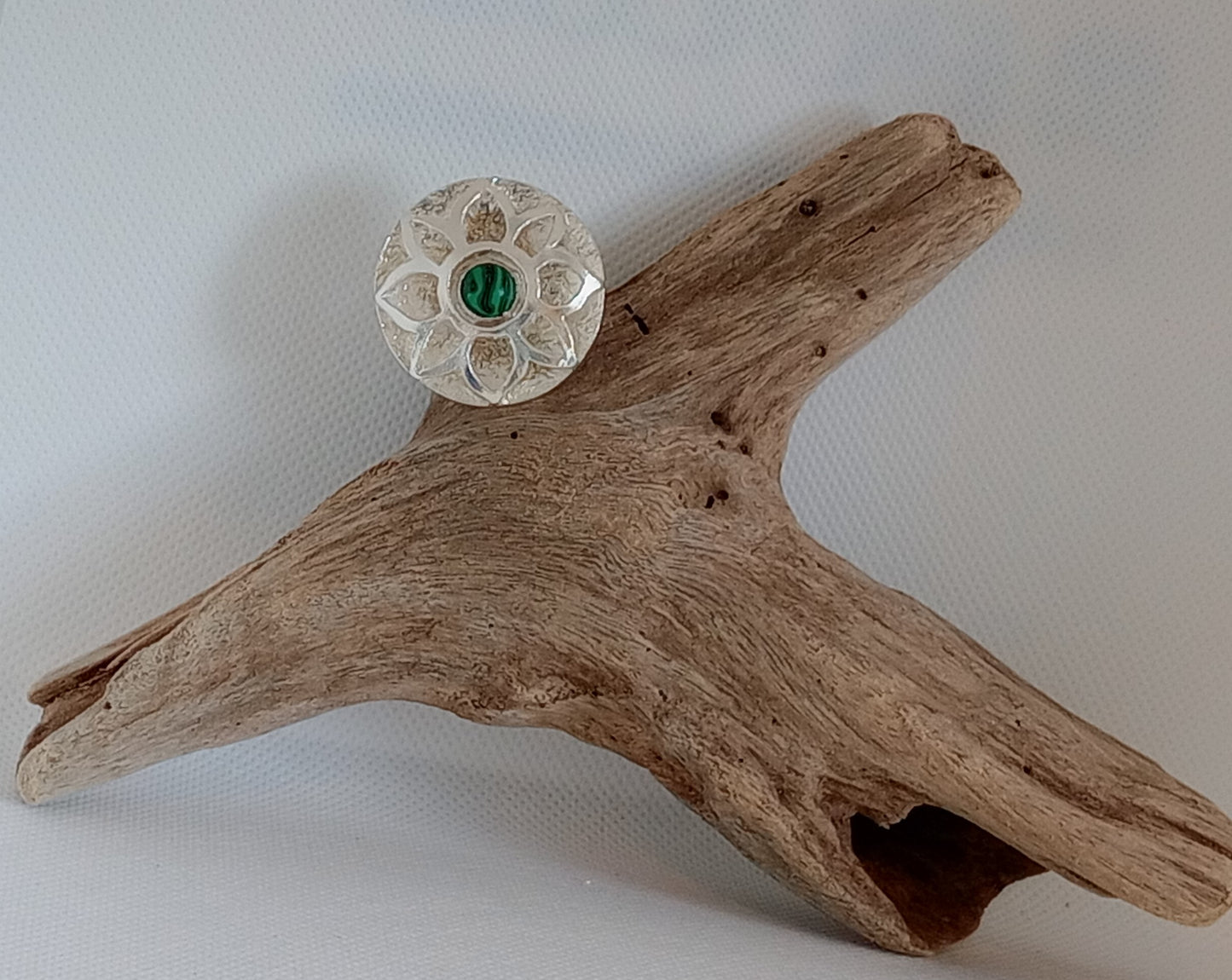 Hand Sawed & Textured Malachite Dress Ring