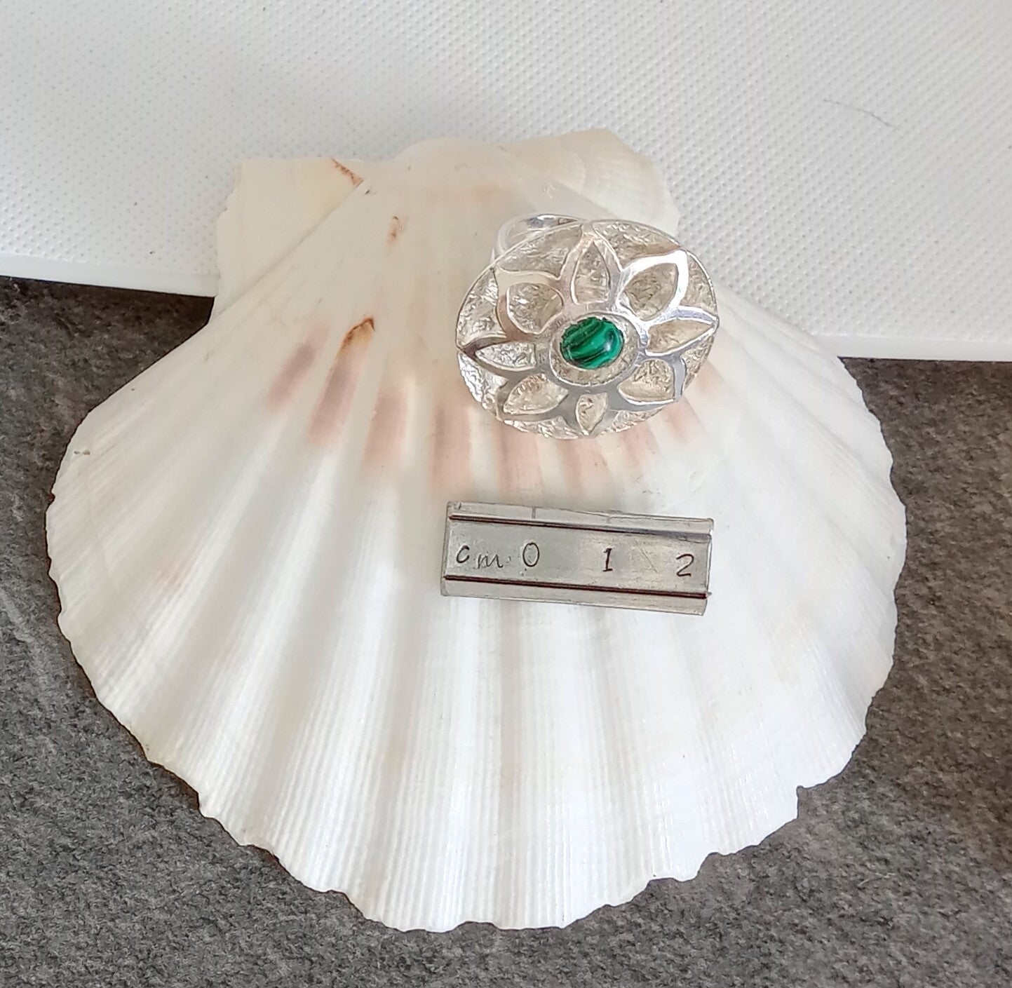 Hand Sawed & Textured Malachite Dress Ring