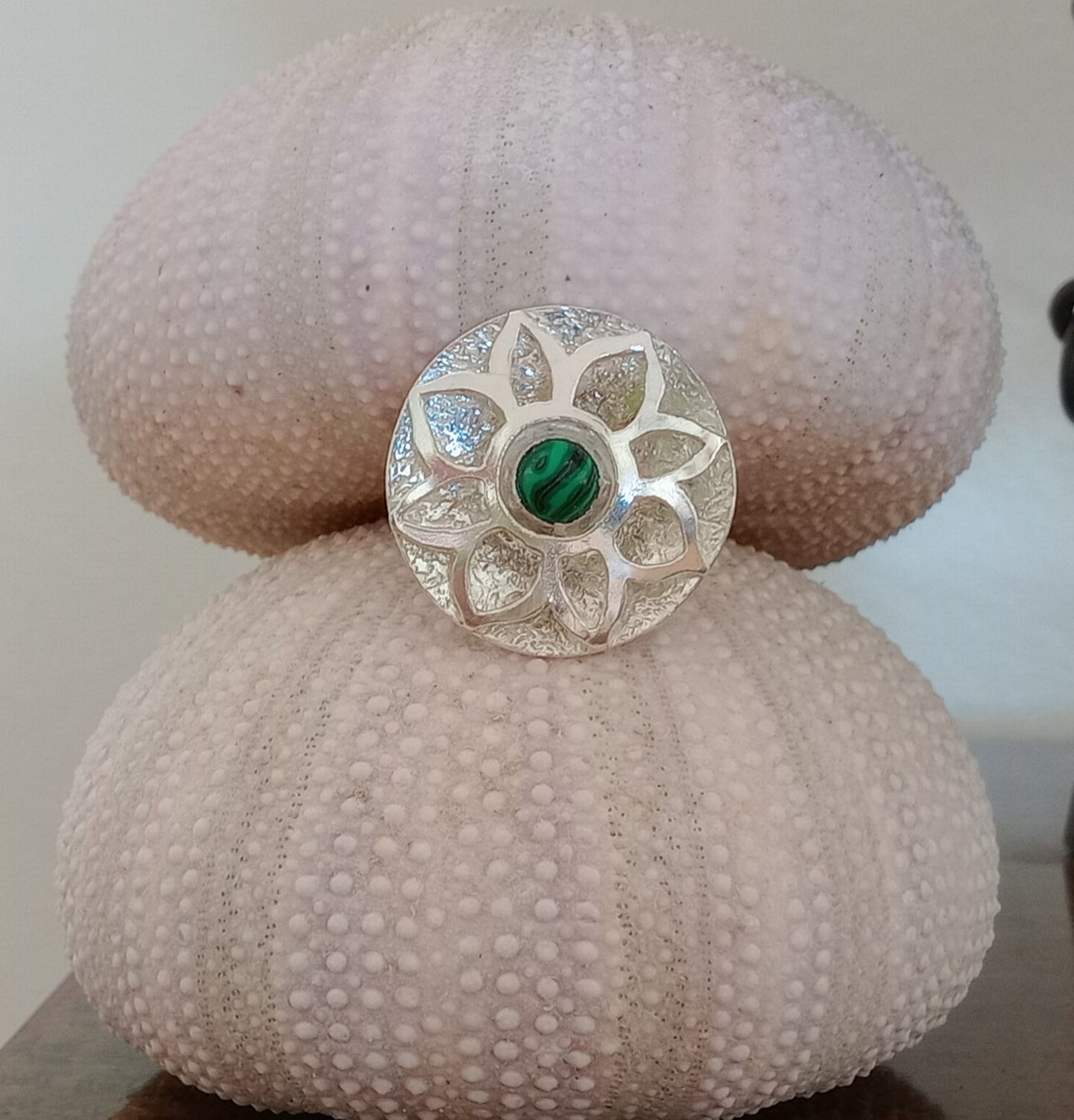 Hand Sawed & Textured Malachite Dress Ring