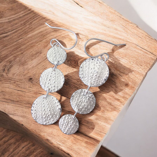 3 disc Sea Urchin Dangle Earrings