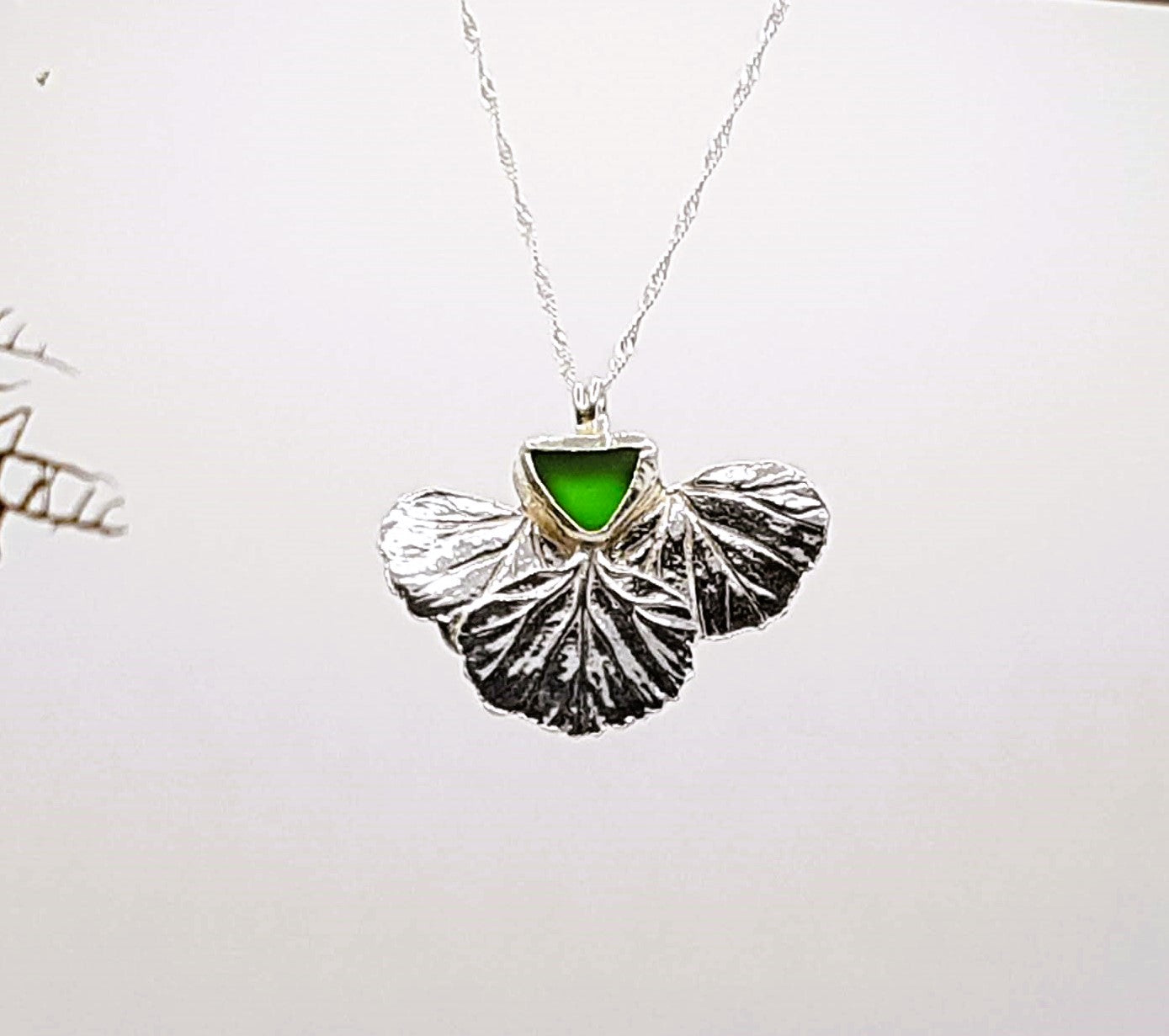 Leaf & Sea Glass Pendant