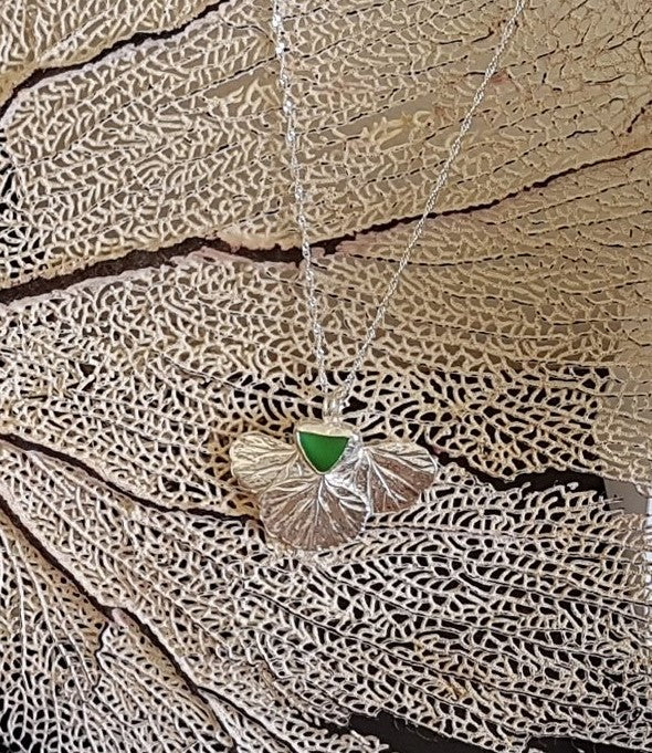 Leaf & Sea Glass Pendant