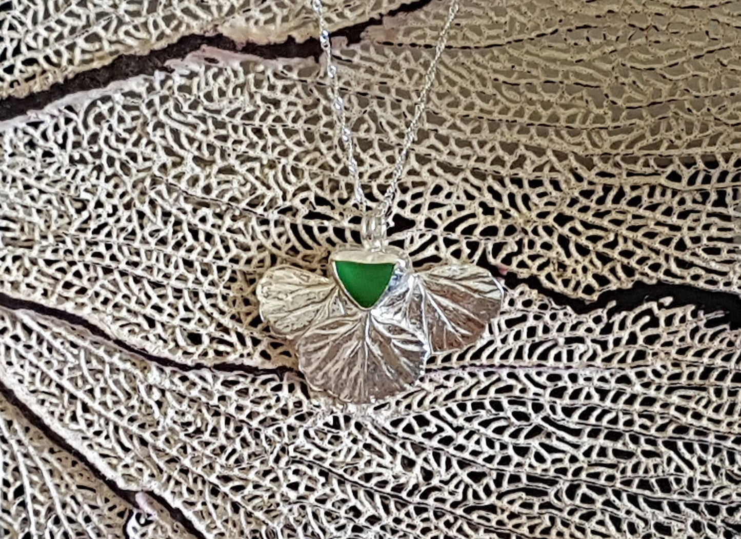 Leaf & Sea Glass Pendant