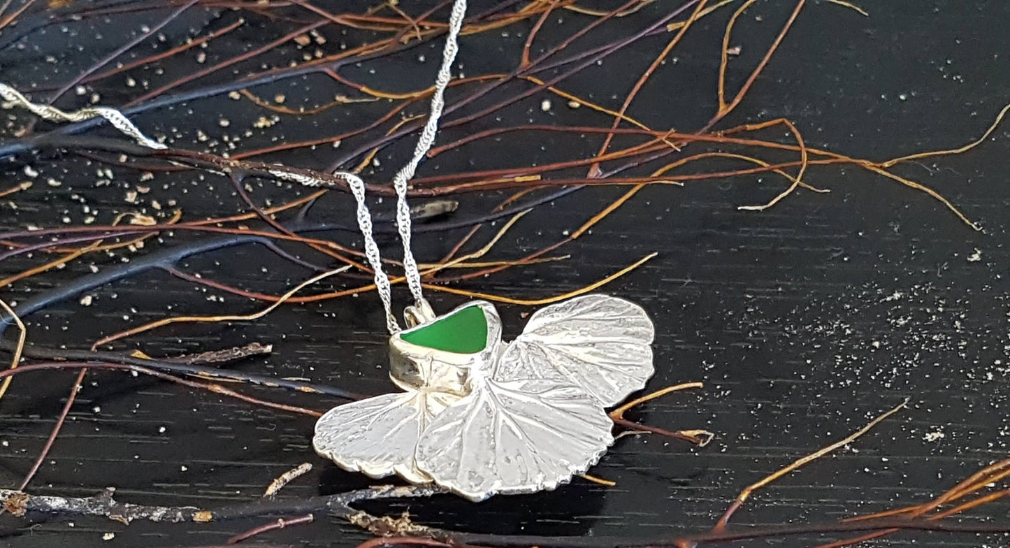 Leaf & Sea Glass Pendant