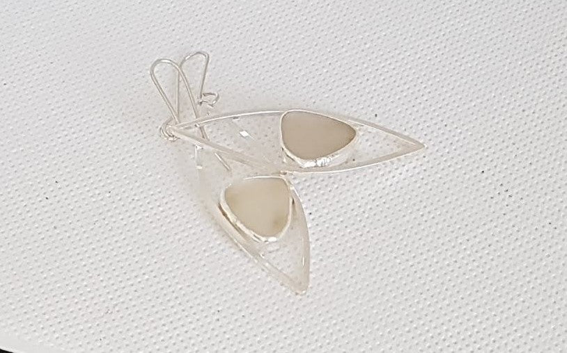 White Sea Glass Lozenge Earrings