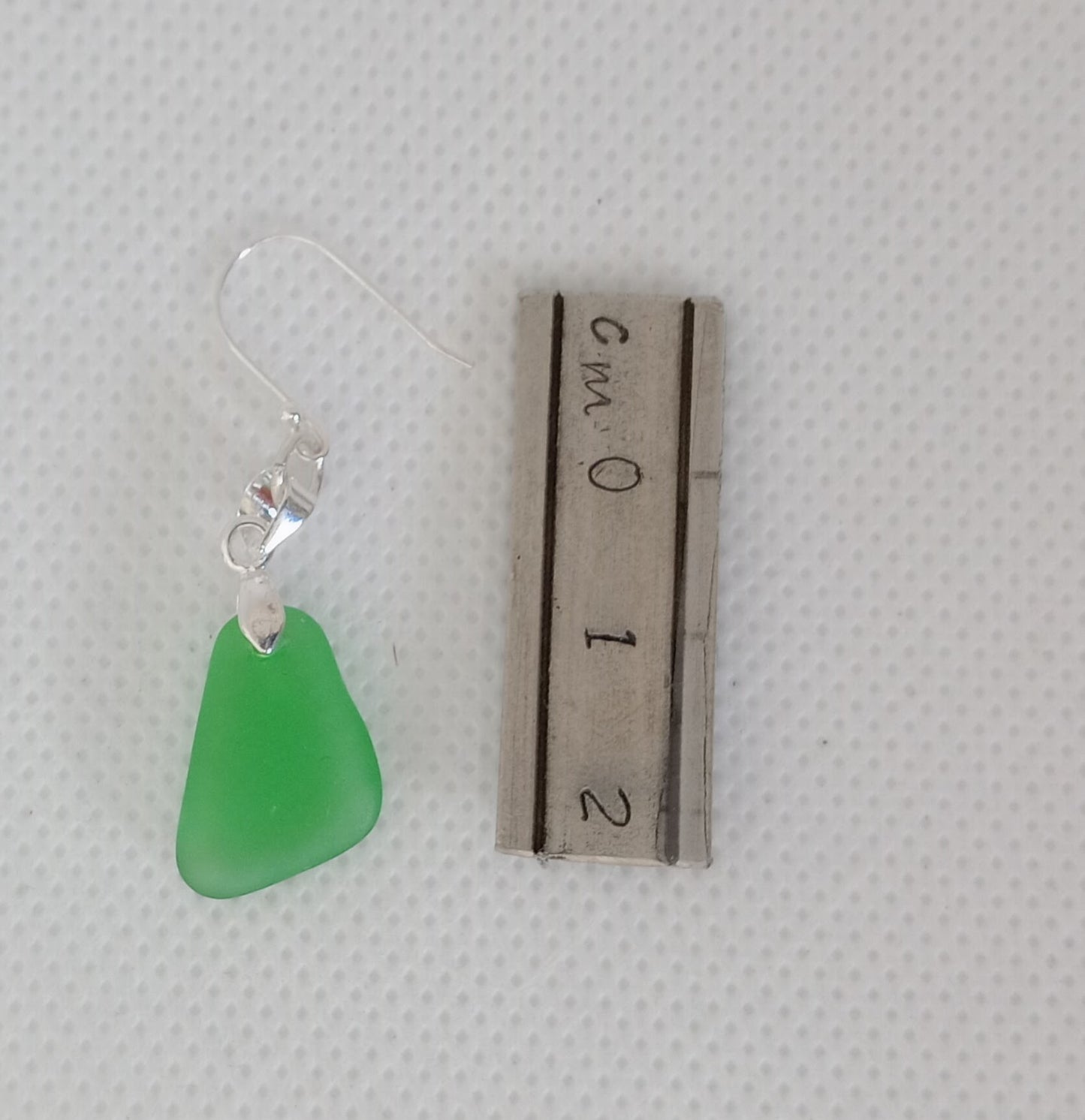 Emerald Green Sea Glass Dangle Earrings