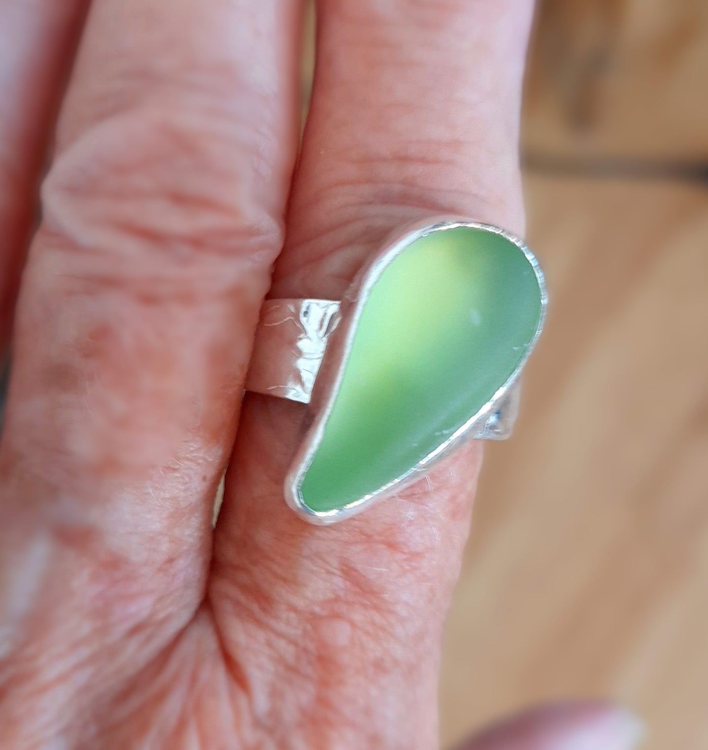 elegant Green Sea Glass Ring