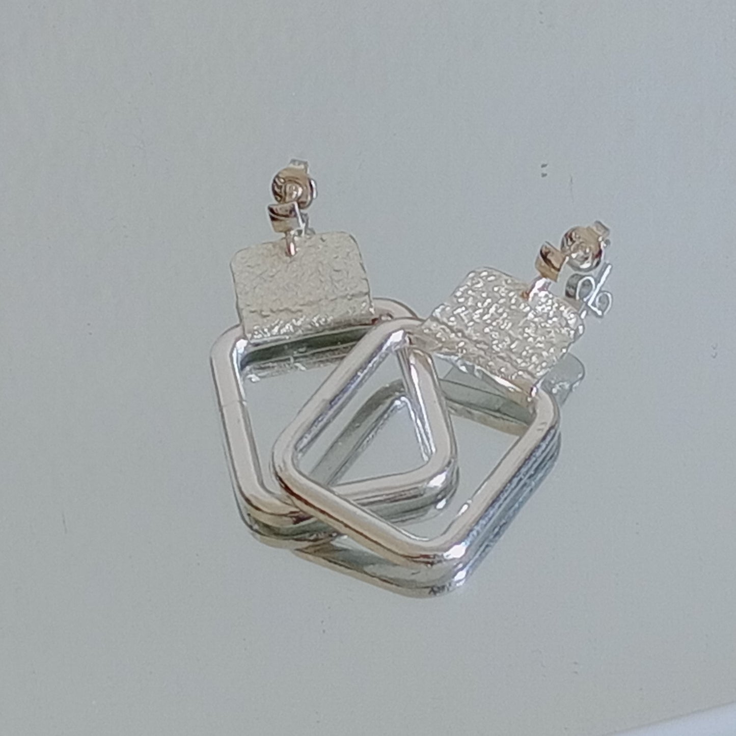 Silver Window Stud Earrings