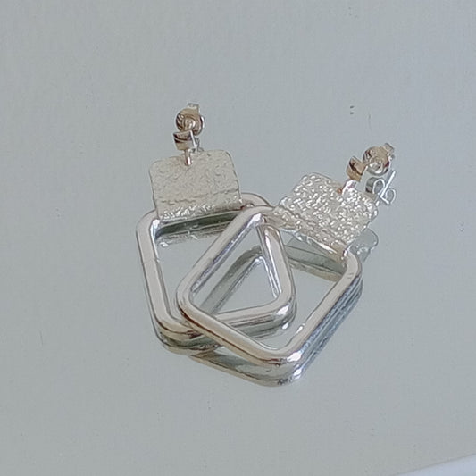Silver Window Stud Earrings