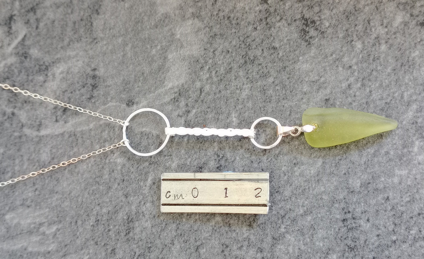 Victoriana Inspired Olive Green Sea Glass Pendant